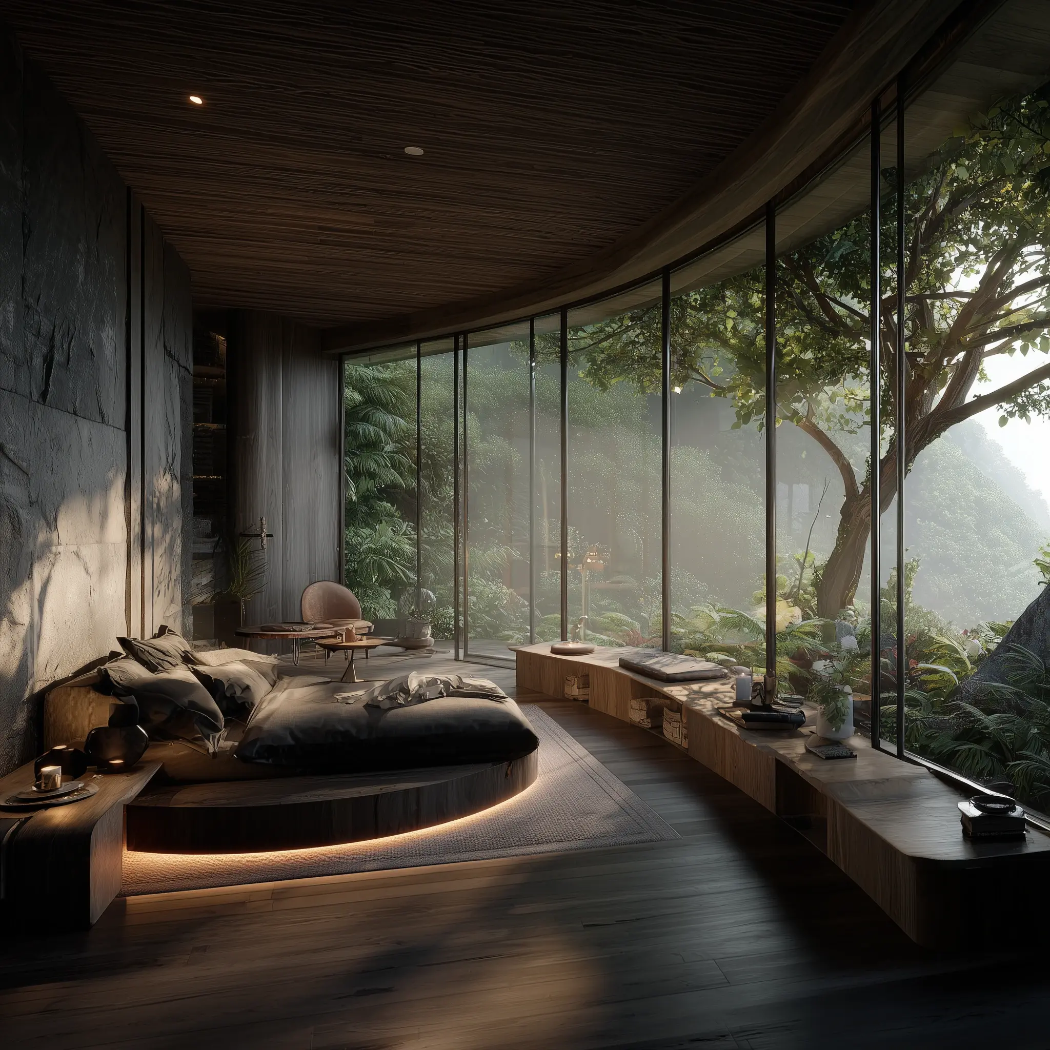 curved bedroom