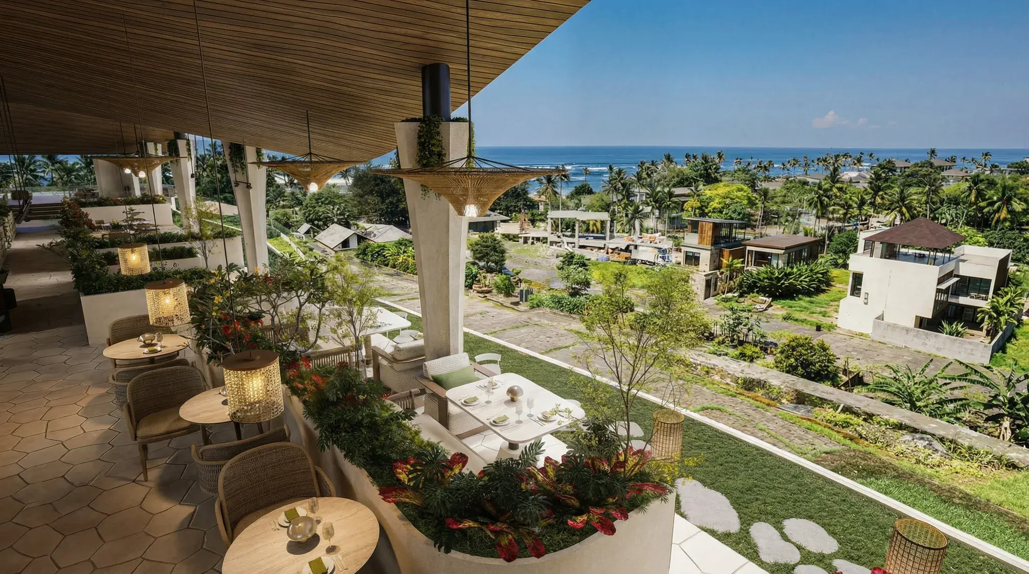 Rooftop restaurant with panoramic sea views